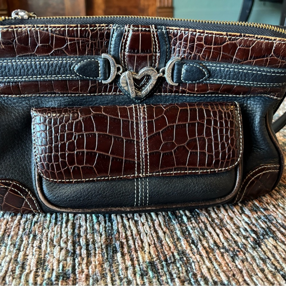 Brighton Crocodile-Embossed Women's Purse with Silver Heart
